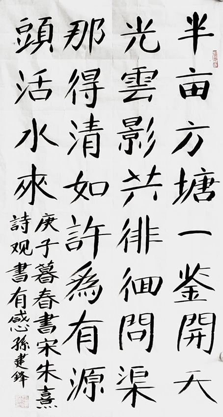 孙建锋作品1 宋 朱熹诗《观书有感》庚子暮春 三尺整张